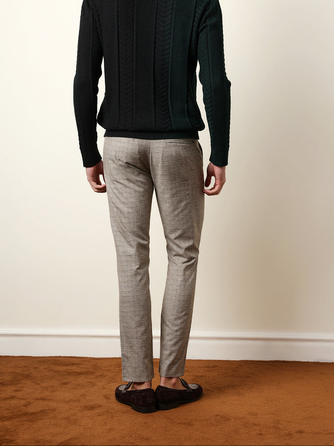 Men Woven Checked Formal Trouser