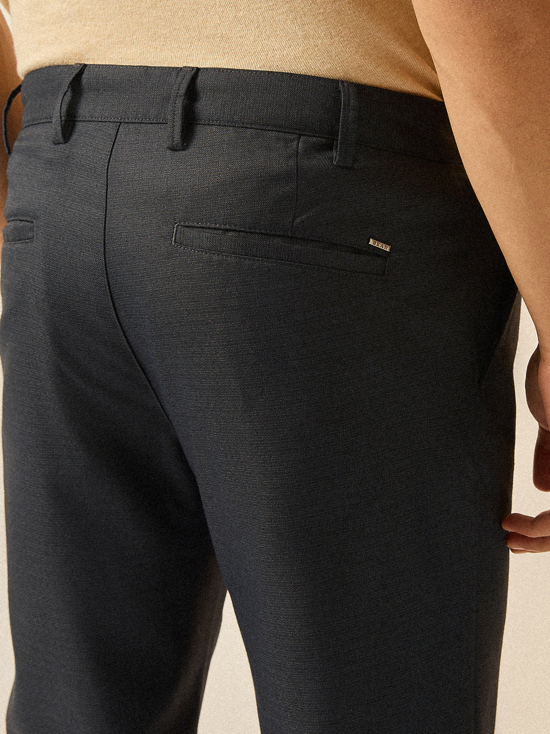 Men Blue Solid Regular Fit Formal Trouser