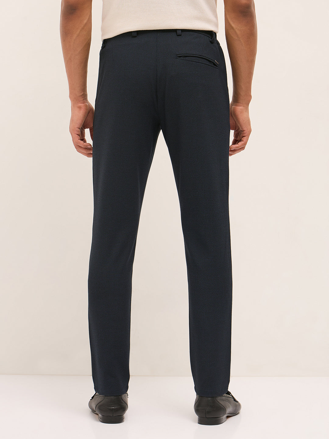 Men Dark Blue Slim Fit Formal Trouser
