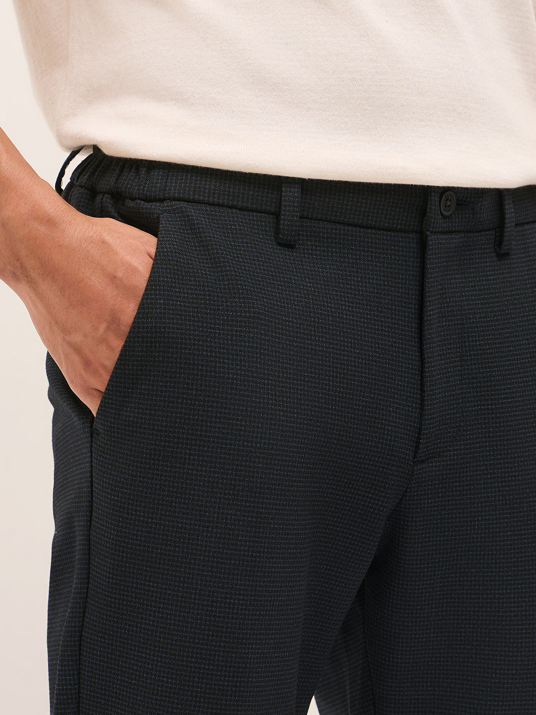 Men Dark Blue Slim Fit Formal Trouser