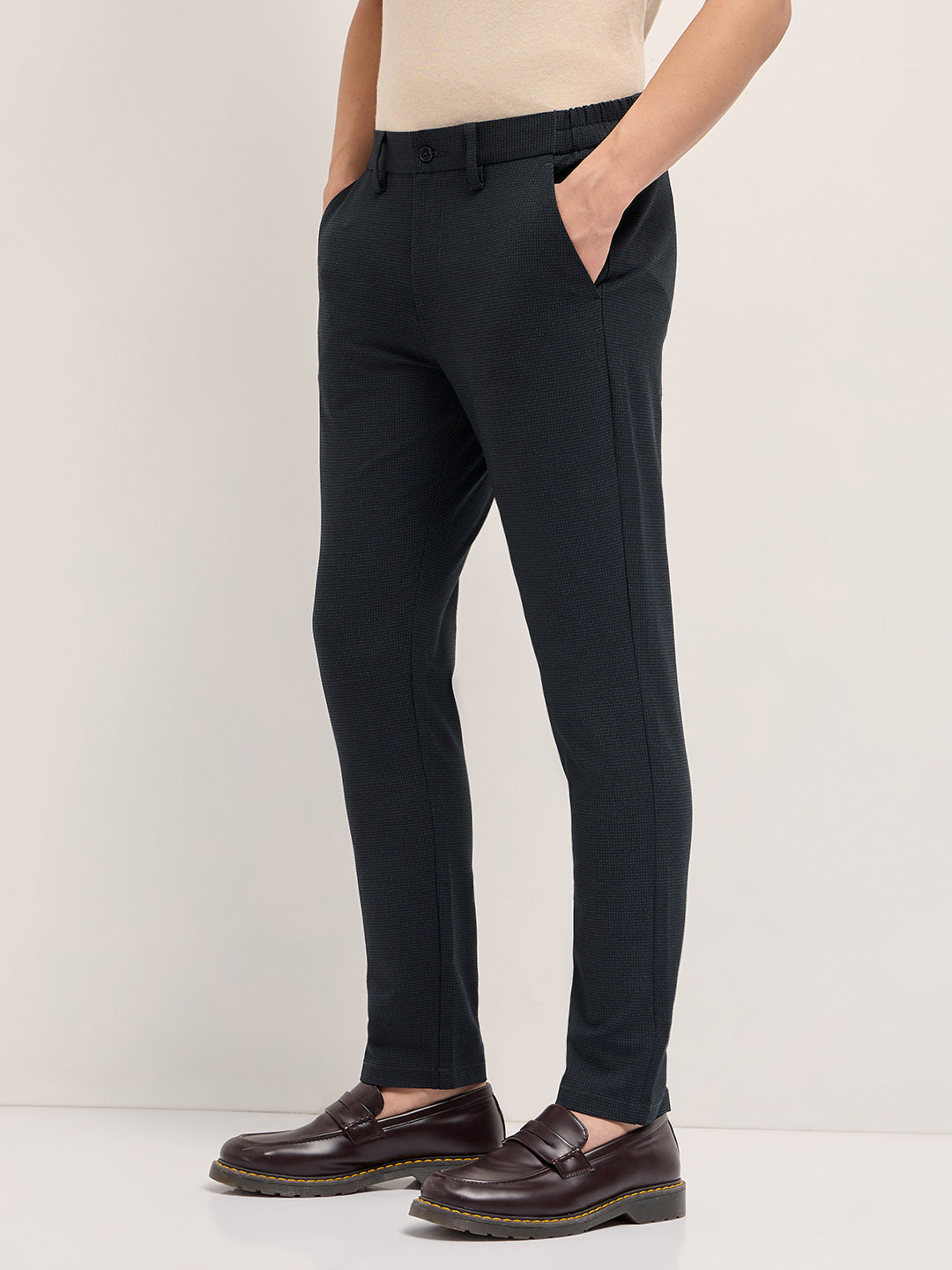 Men Black Slim Fit Formal Trouser