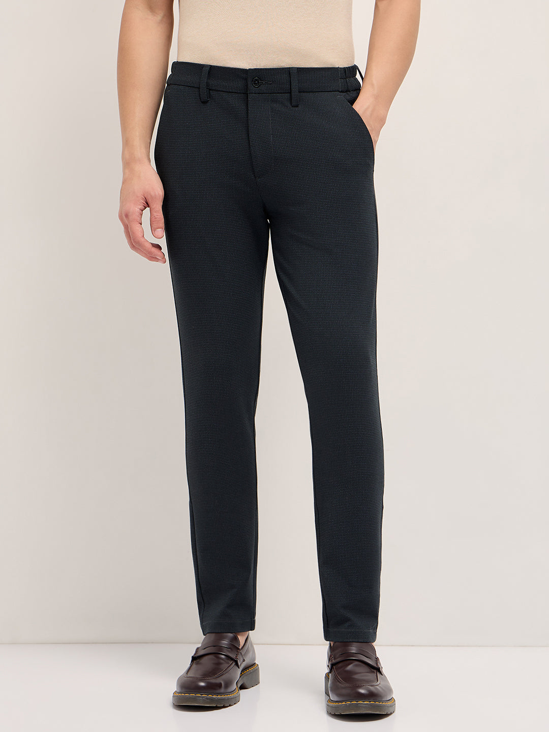 Men Black Slim Fit Formal Trouser