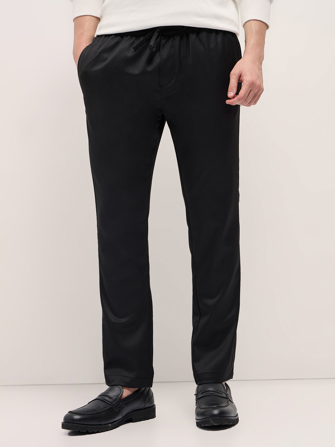 Men Black Slim Fit Formal Trouser