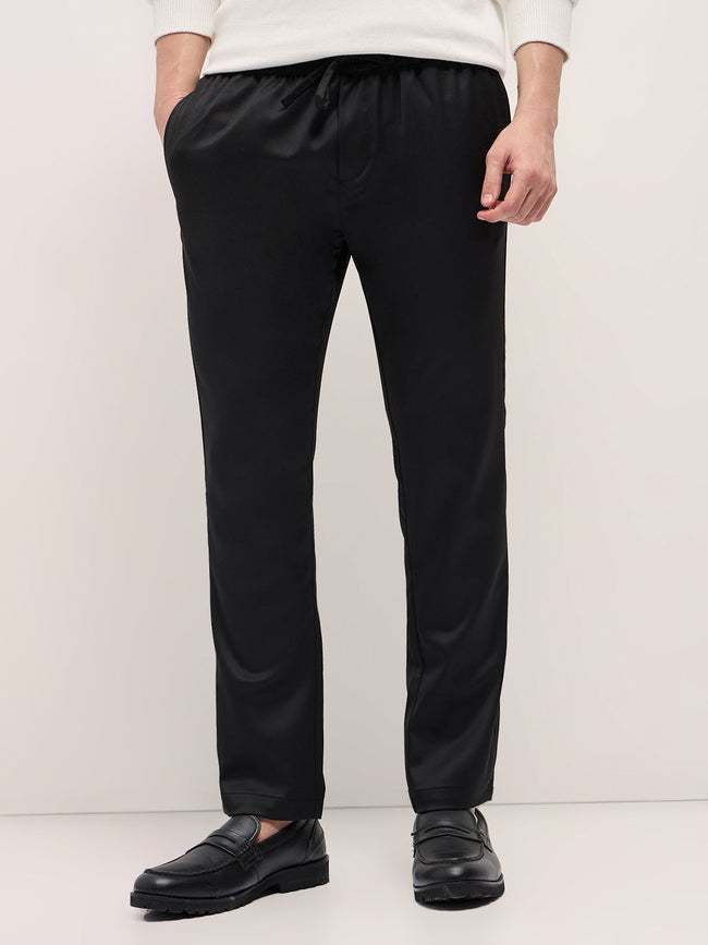 Men Black Slim Fit Formal Trouser