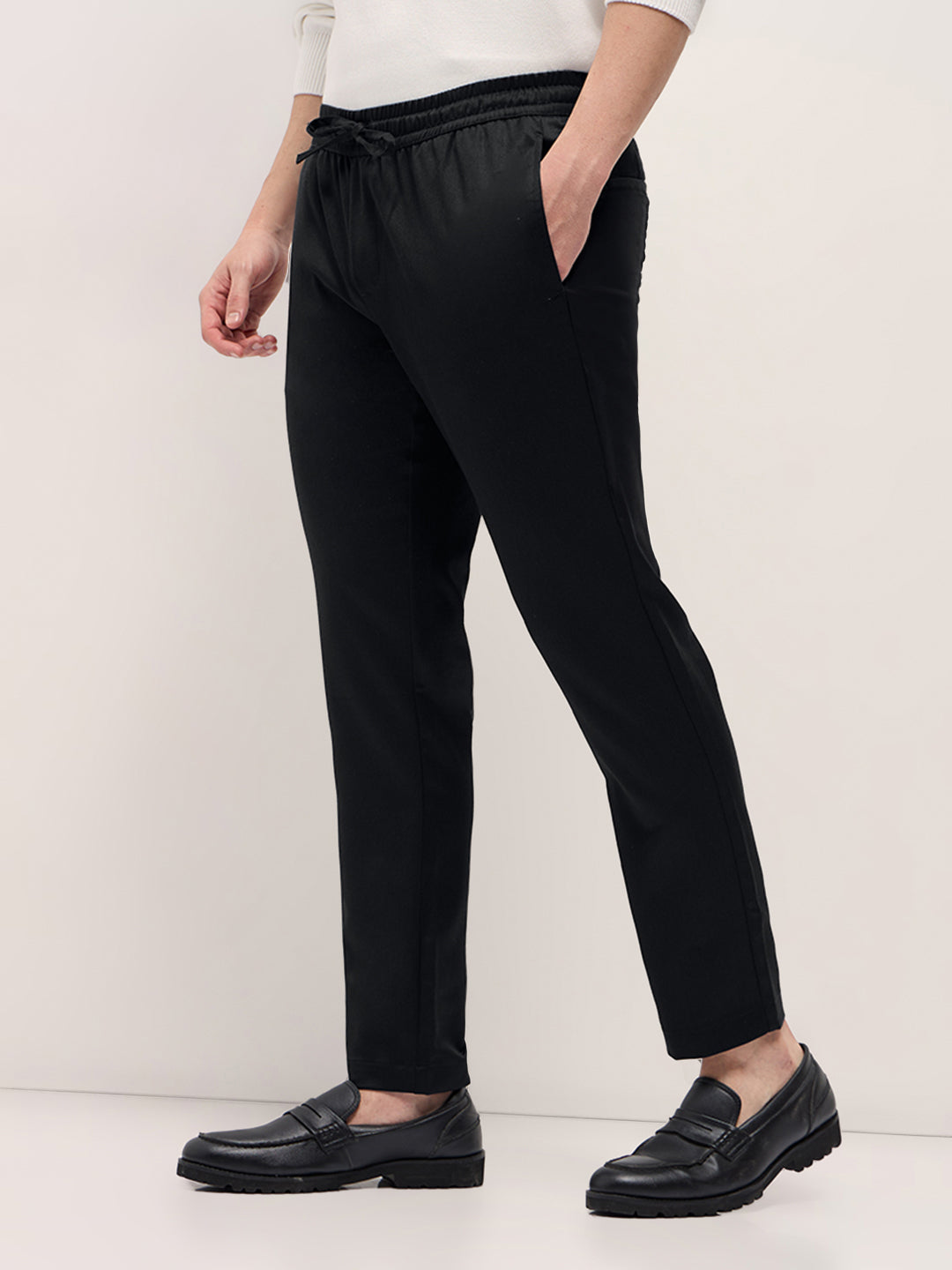 Men Black Slim Fit Formal Trouser