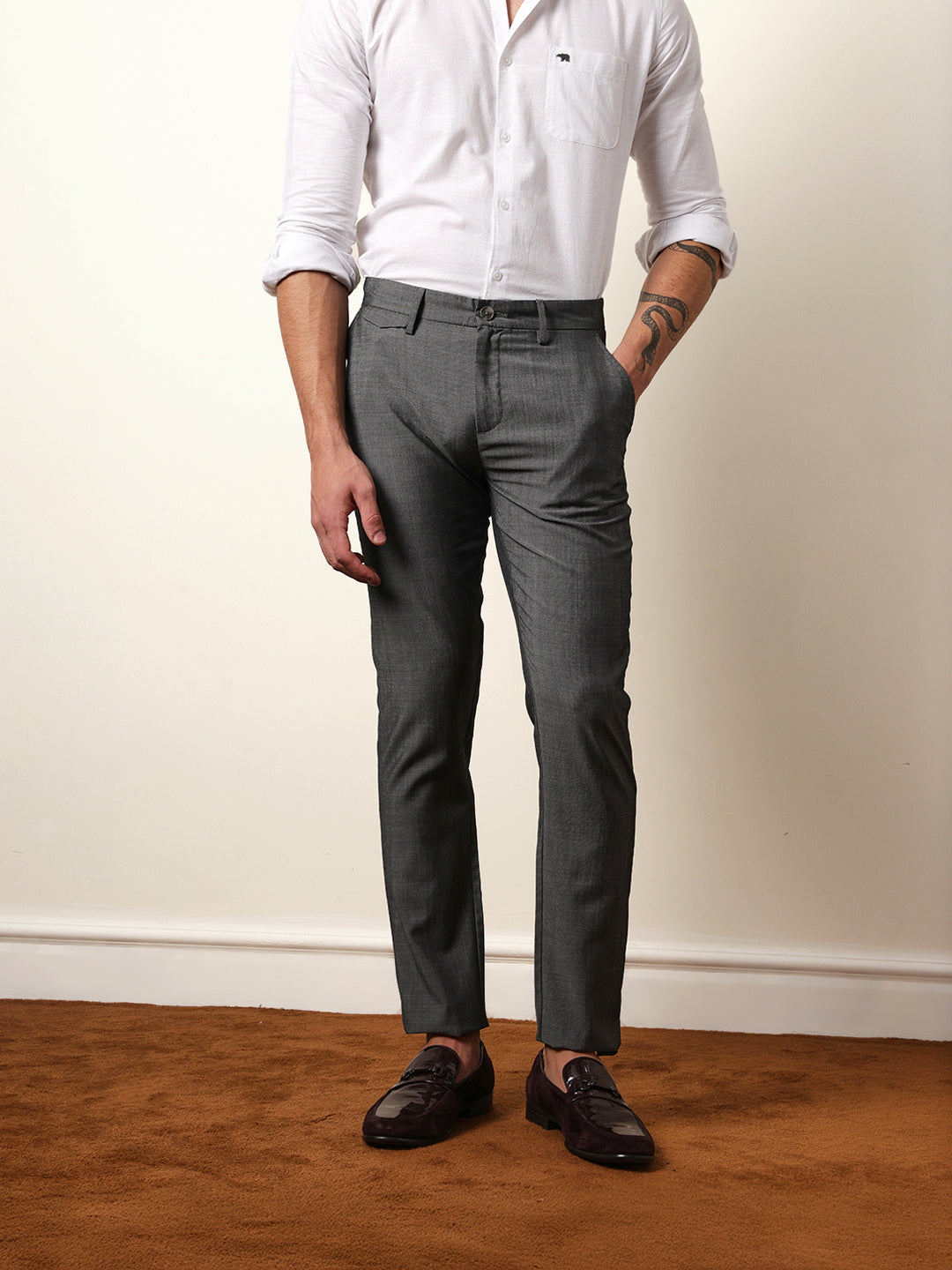 Men Solid Formal Trouser