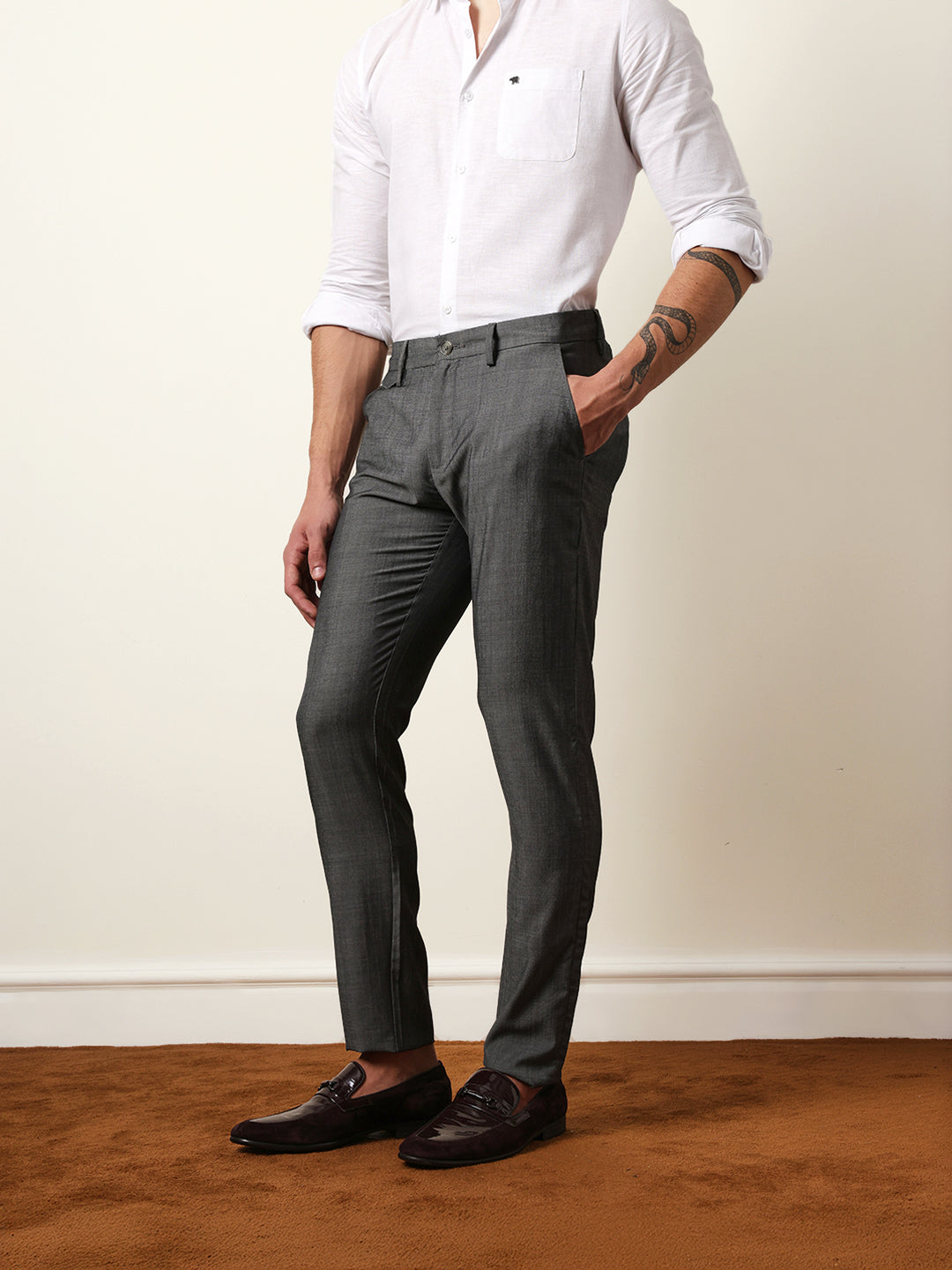 Men Solid Formal Trouser