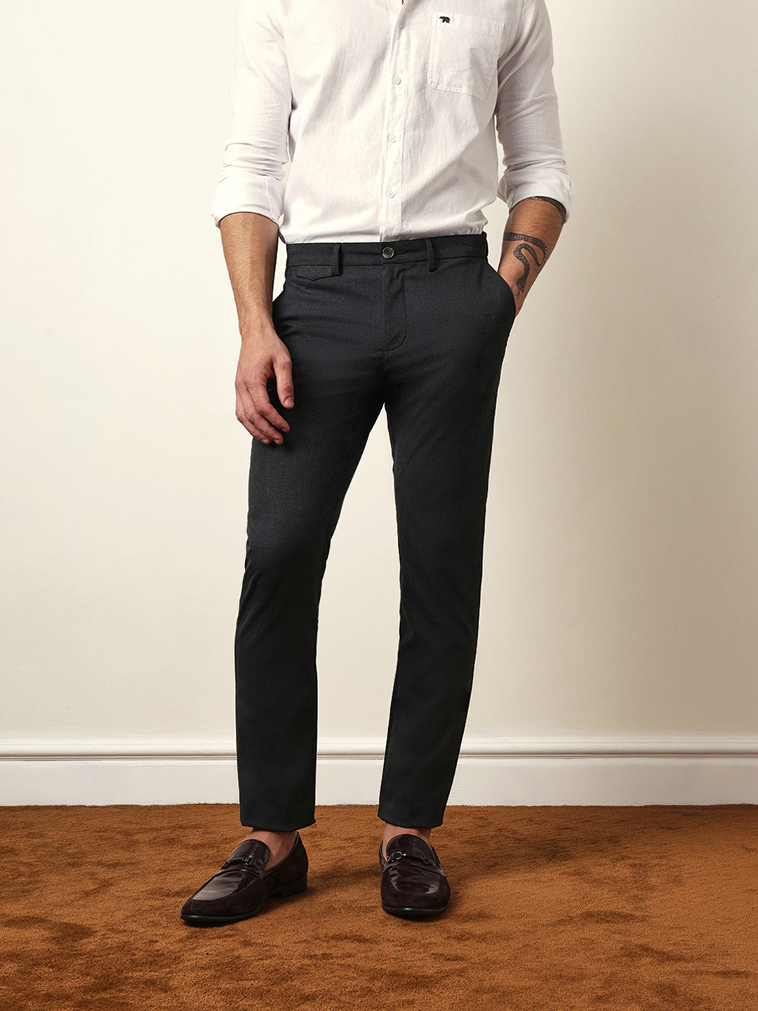 Men Solid Formal Trouser