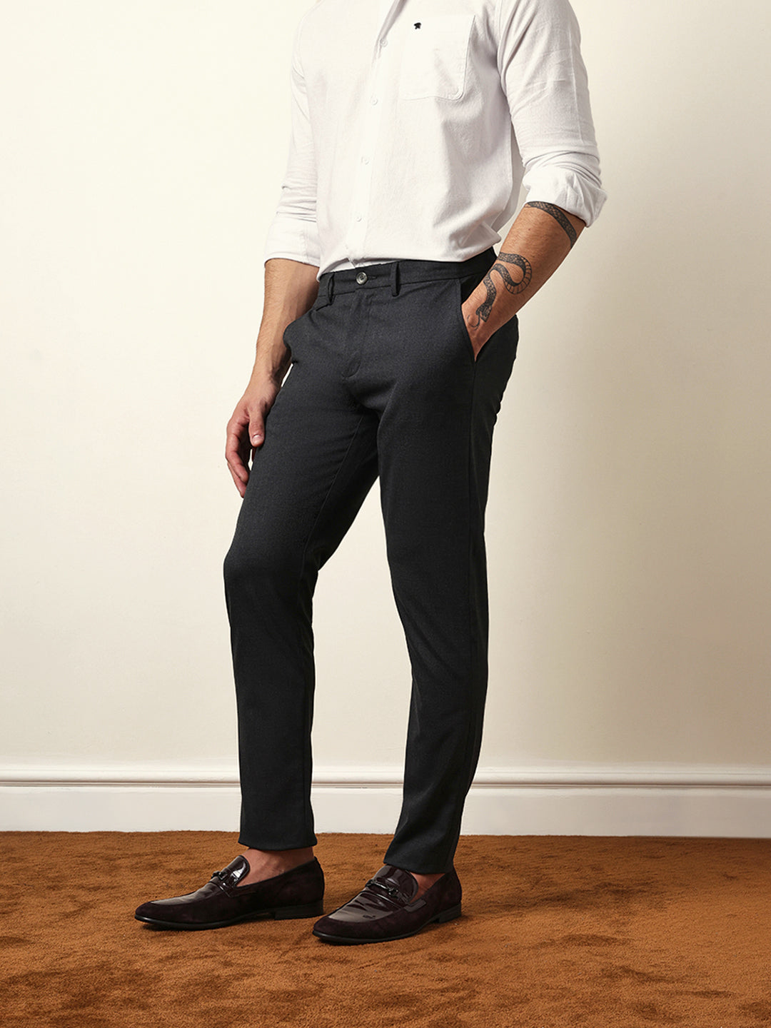 Men Solid Formal Trouser