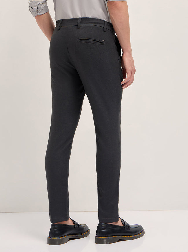Men Dark Grey Slim Fit Formal Trousers