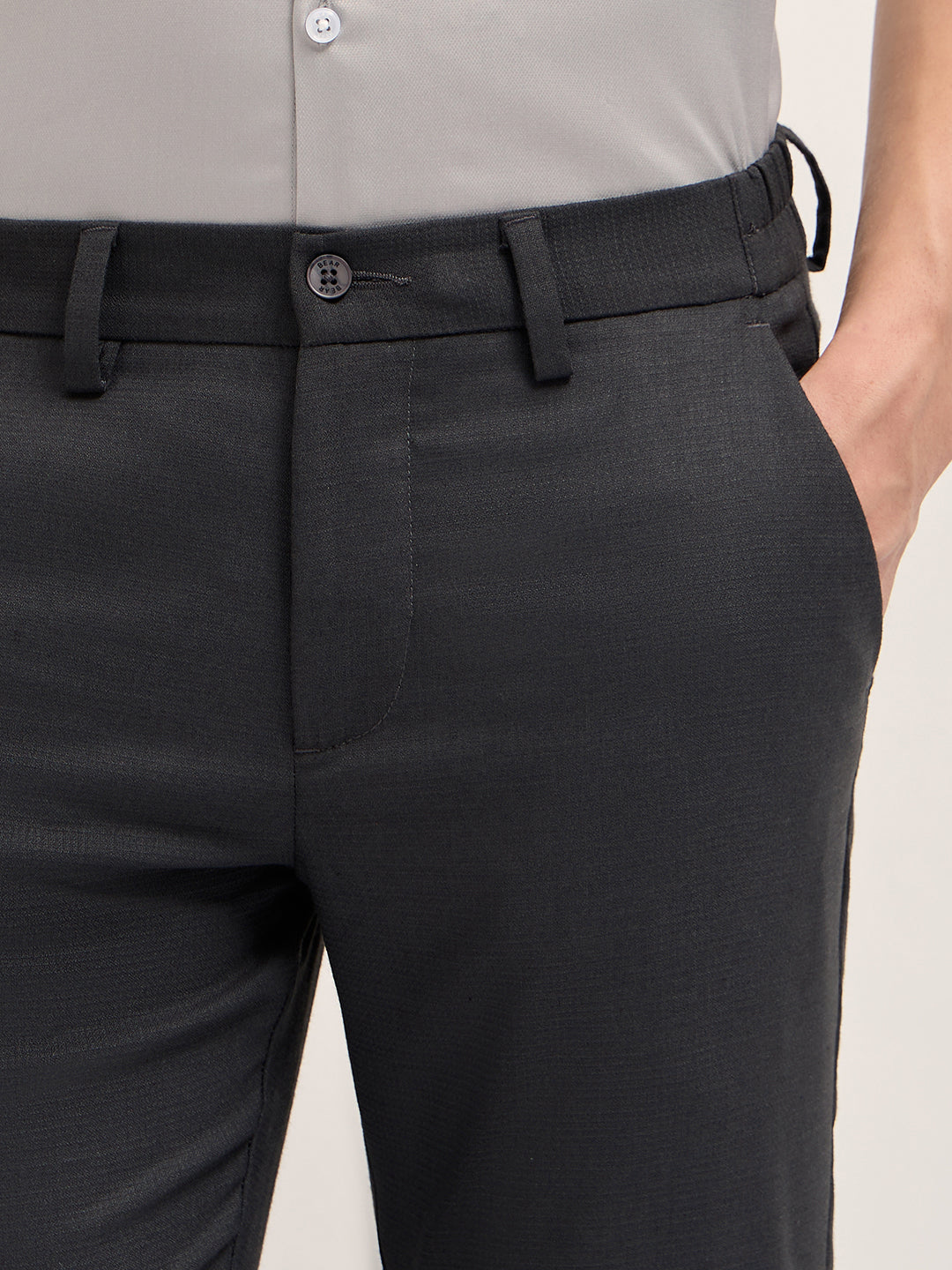 Men Dark Grey Slim Fit Formal Trousers