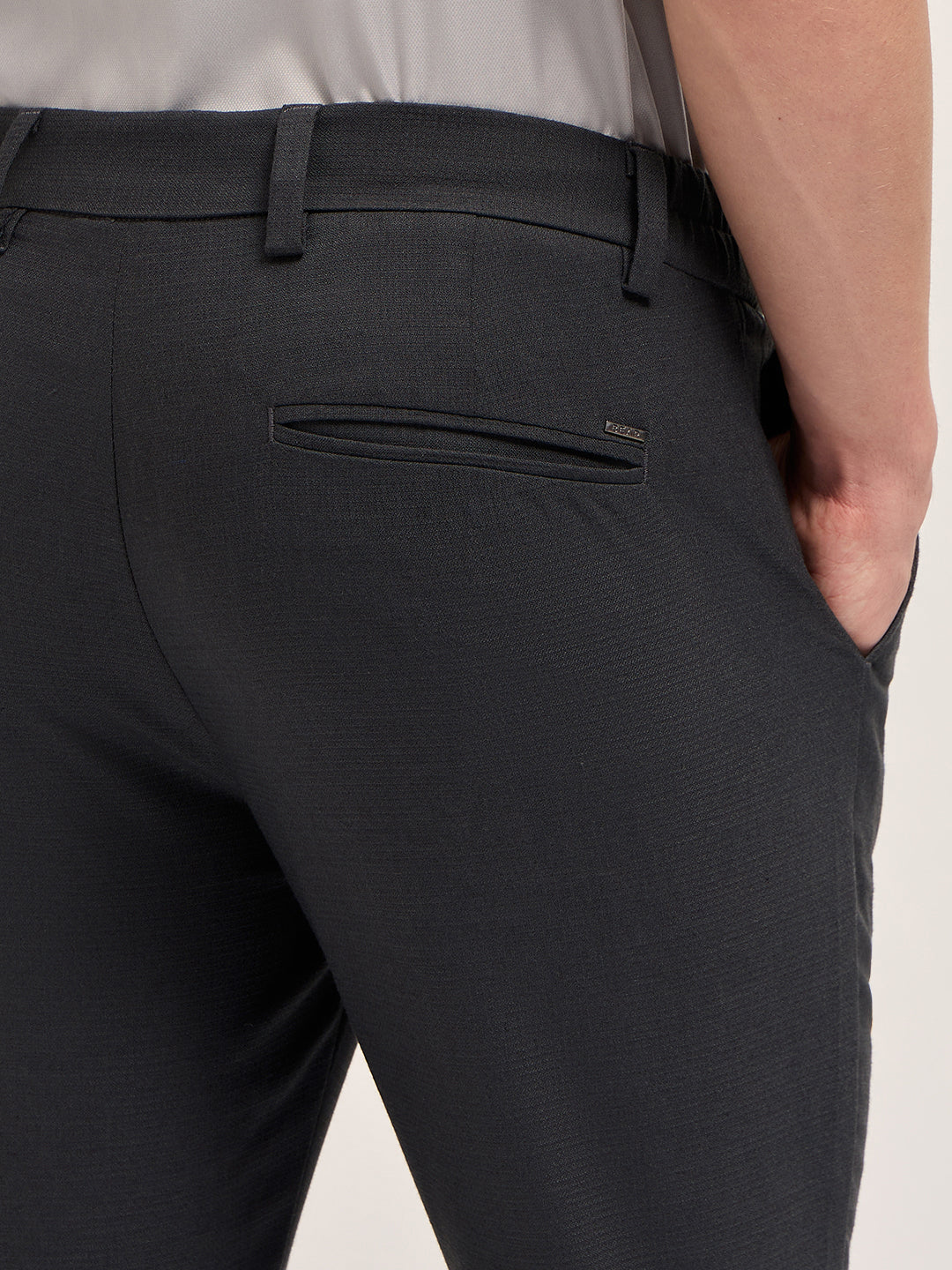 Men Dark Grey Slim Fit Formal Trousers