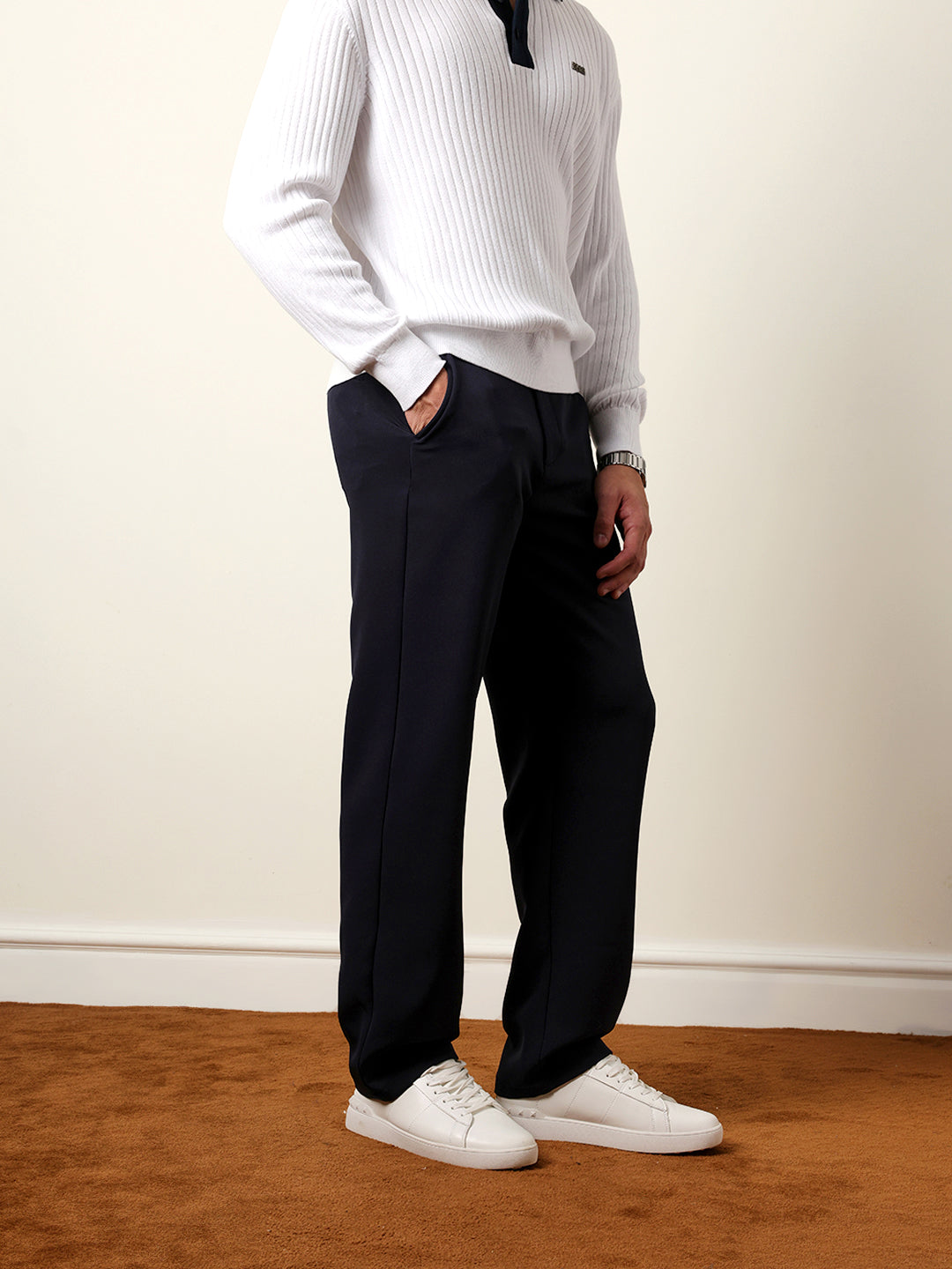 Men Solid Casual Trouser