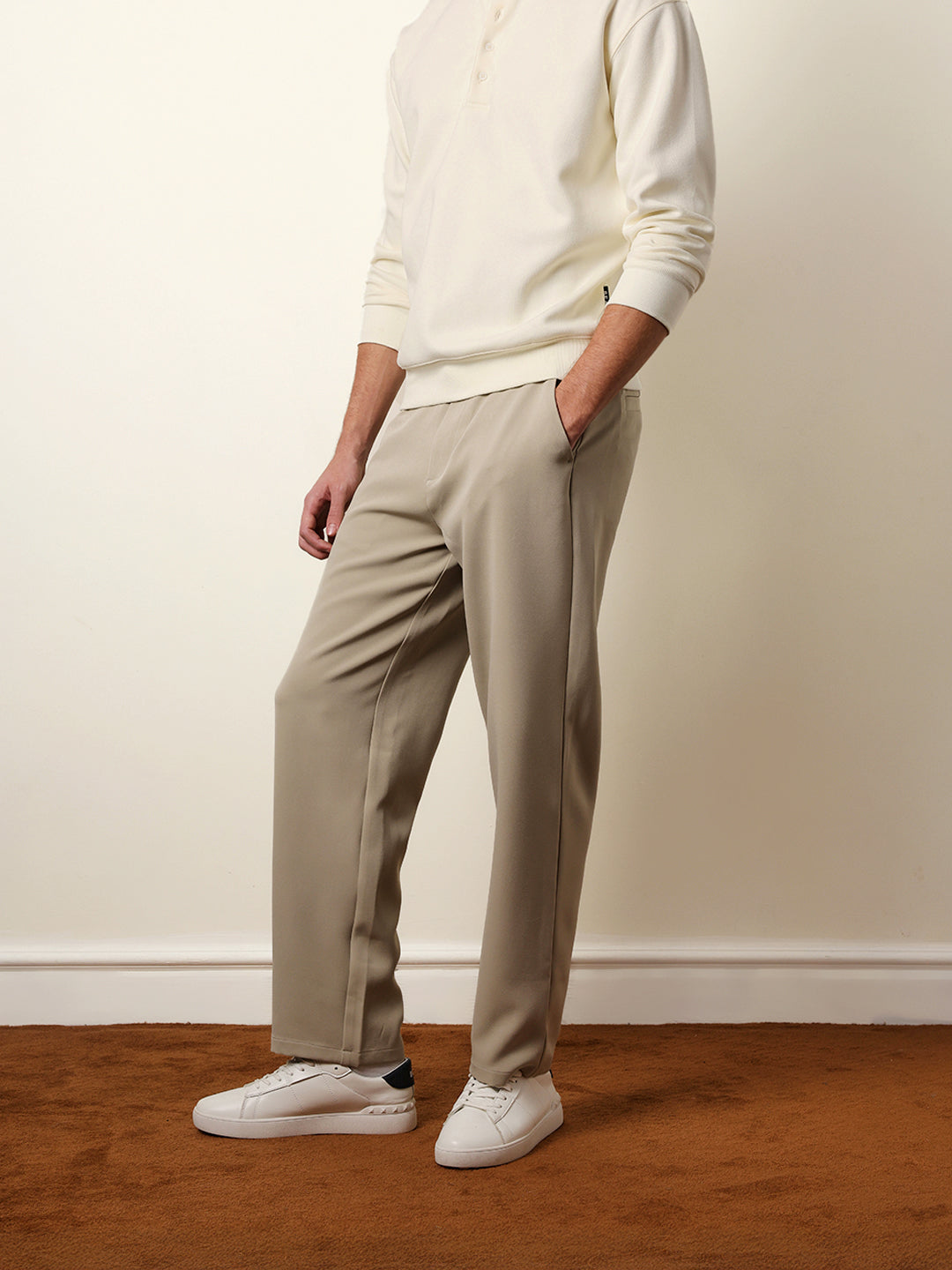 Men Solid Casual Trouser