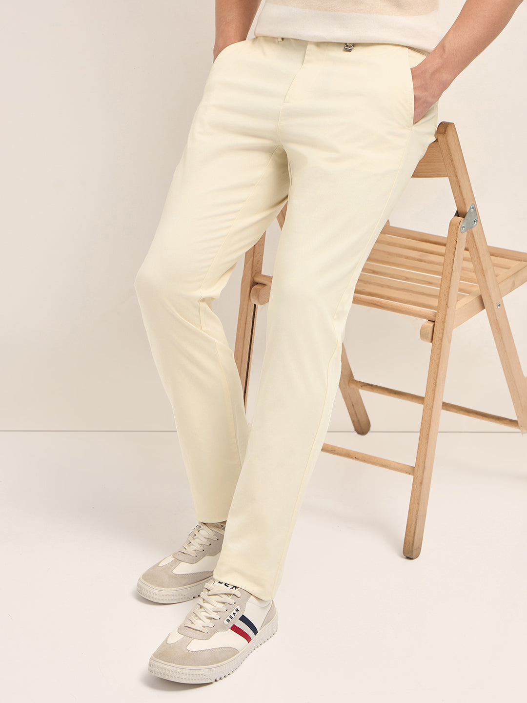 Men Solid Cotton Casual Trouser