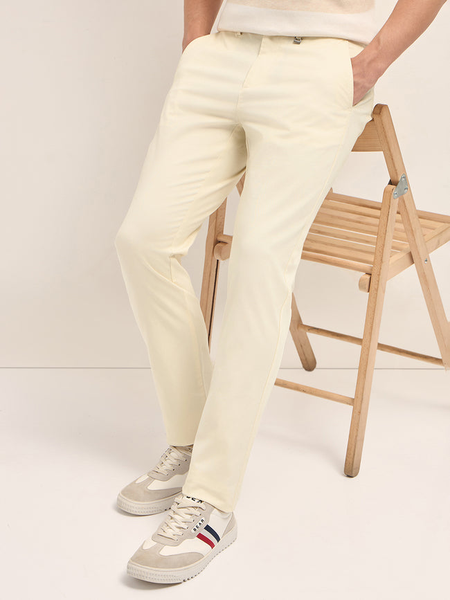 Men Solid Cotton Casual Trouser
