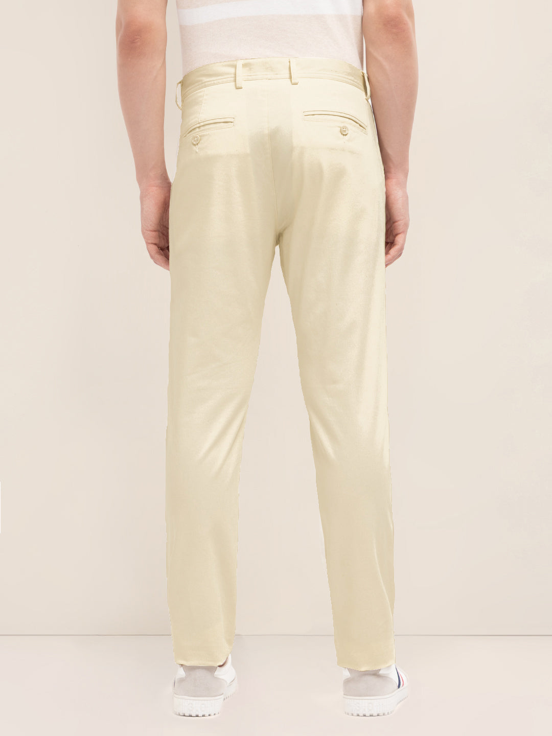 Men Solid Cotton Casual Trouser
