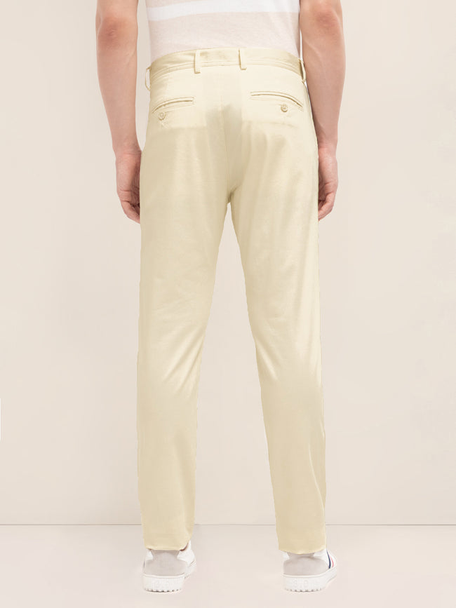 Men Solid Cotton Casual Trouser