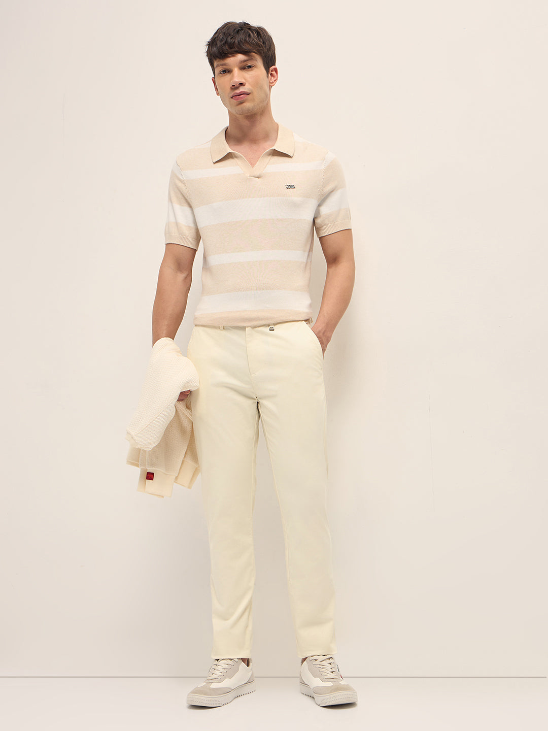Men Solid Cotton Casual Trouser