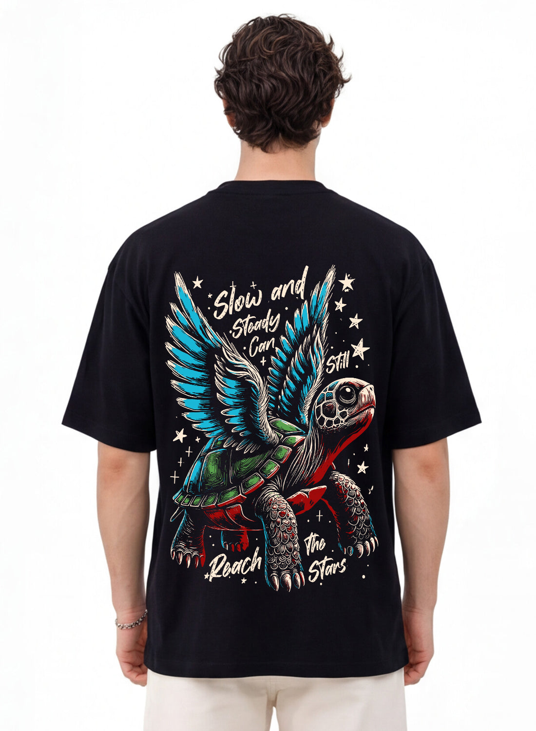 Men Oversize Fit Back Printed T-Shirt