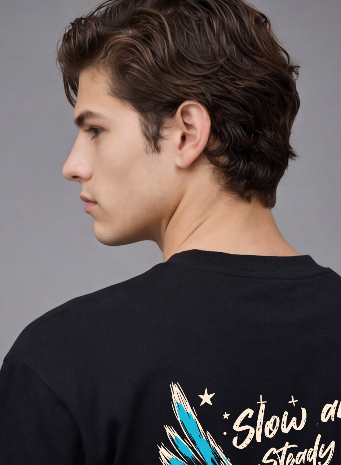 Men Oversize Fit Back Printed T-Shirt