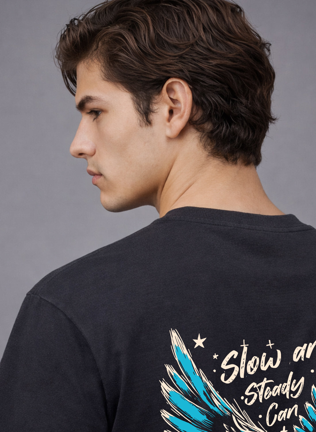 Men Oversize Fit Back Printed T-Shirt