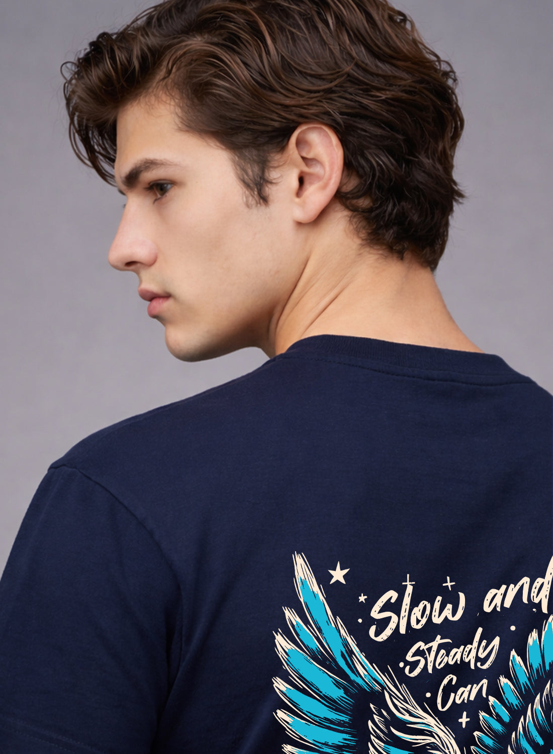 Men Oversize Fit Back Printed T-Shirt