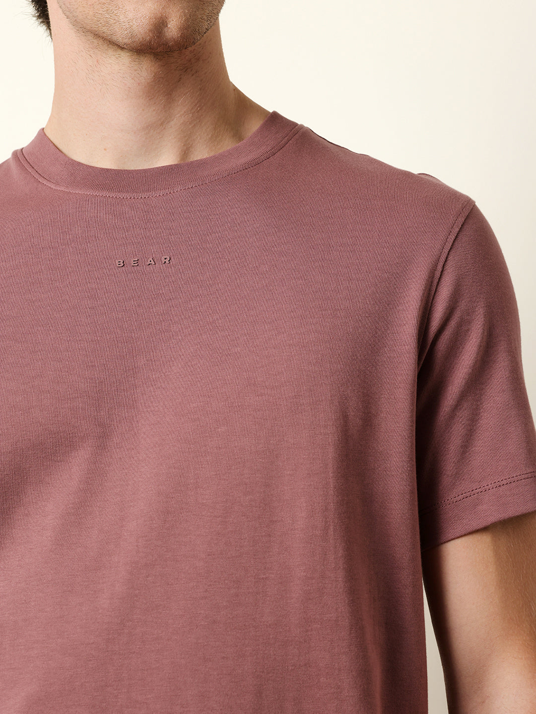 Men Peach Half Sleeve Regular T-Shirt
