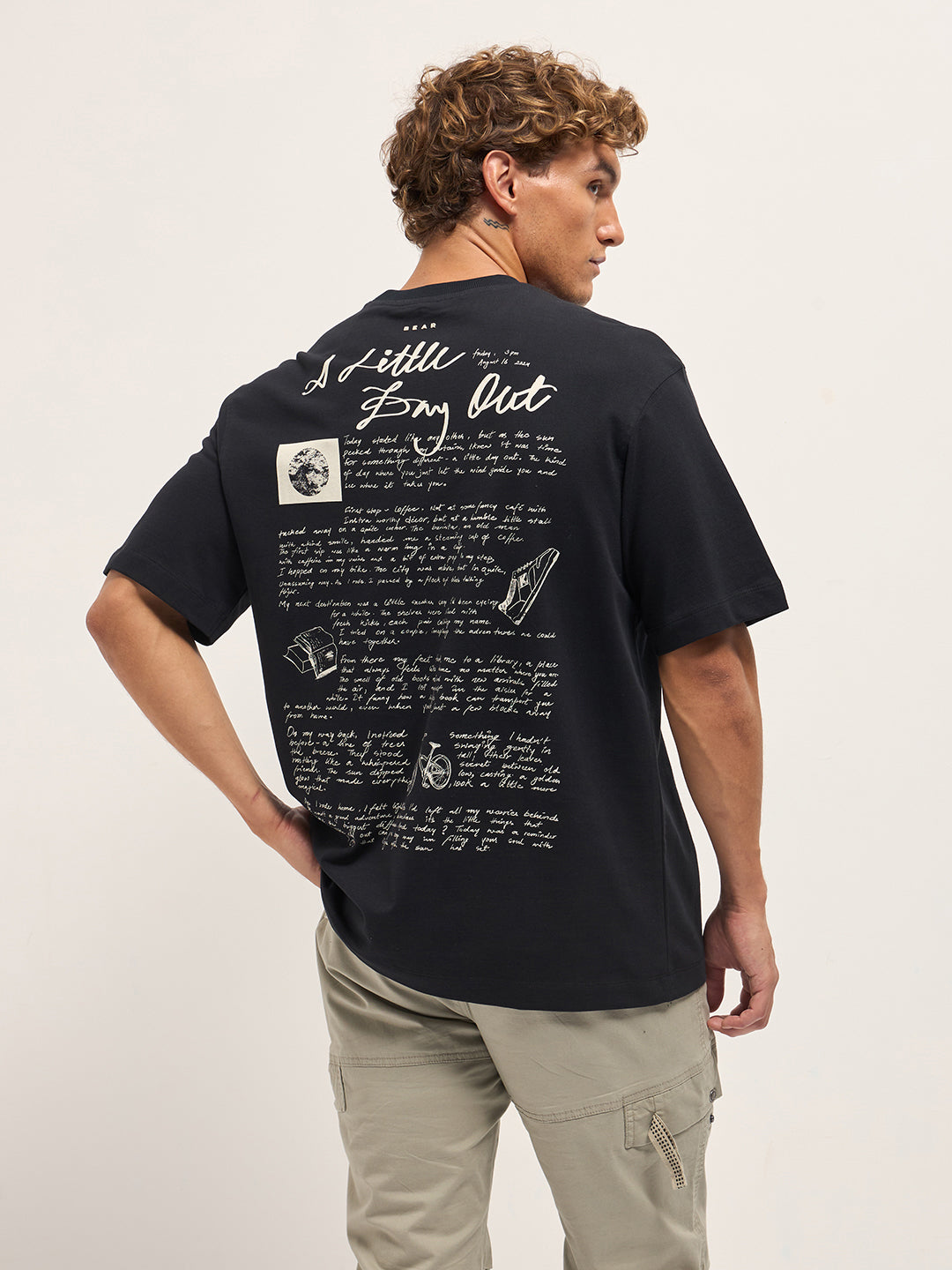 Men Black Oversized Graphic T-Shirt