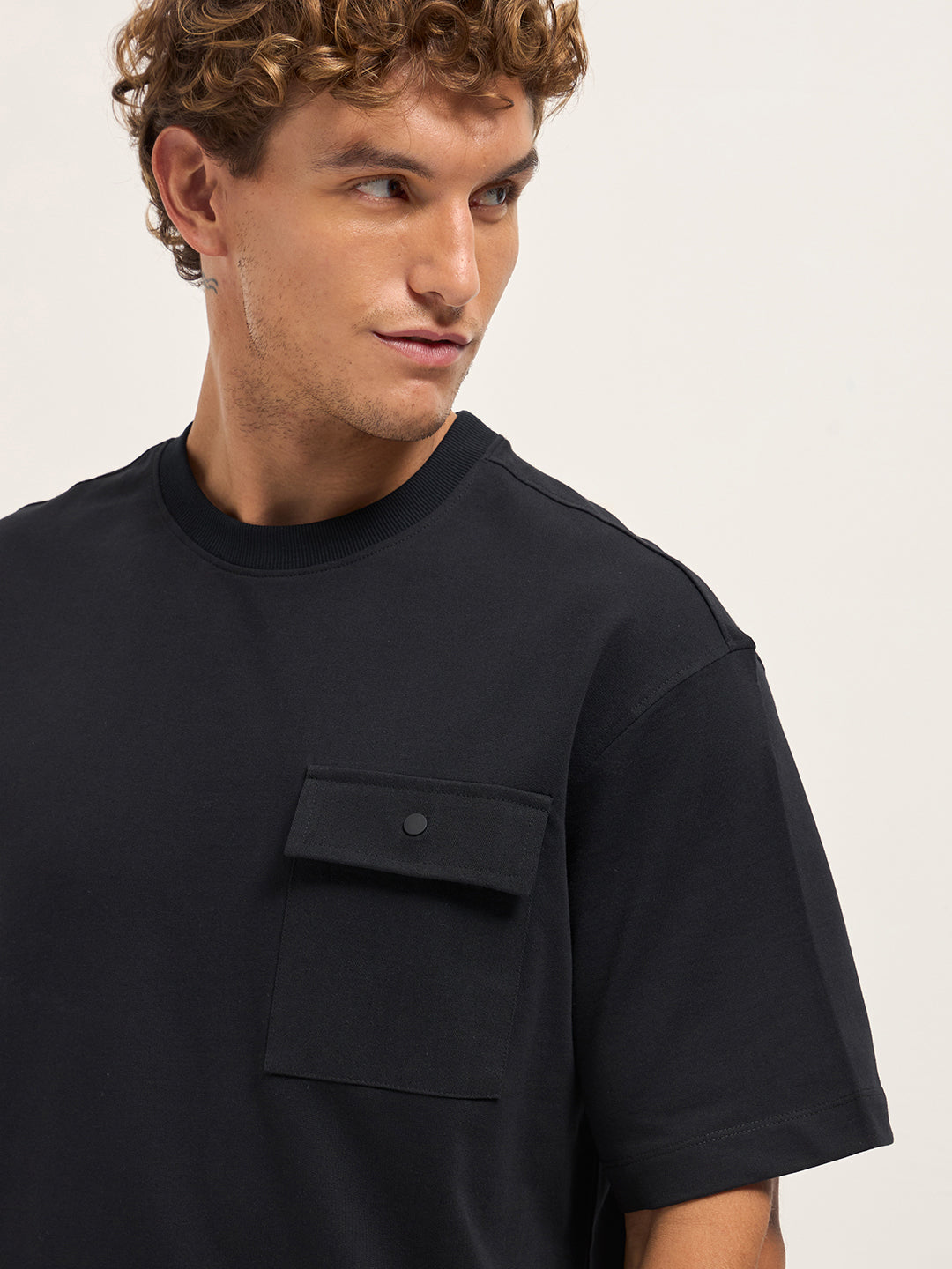 Men Black Oversized Graphic T-Shirt