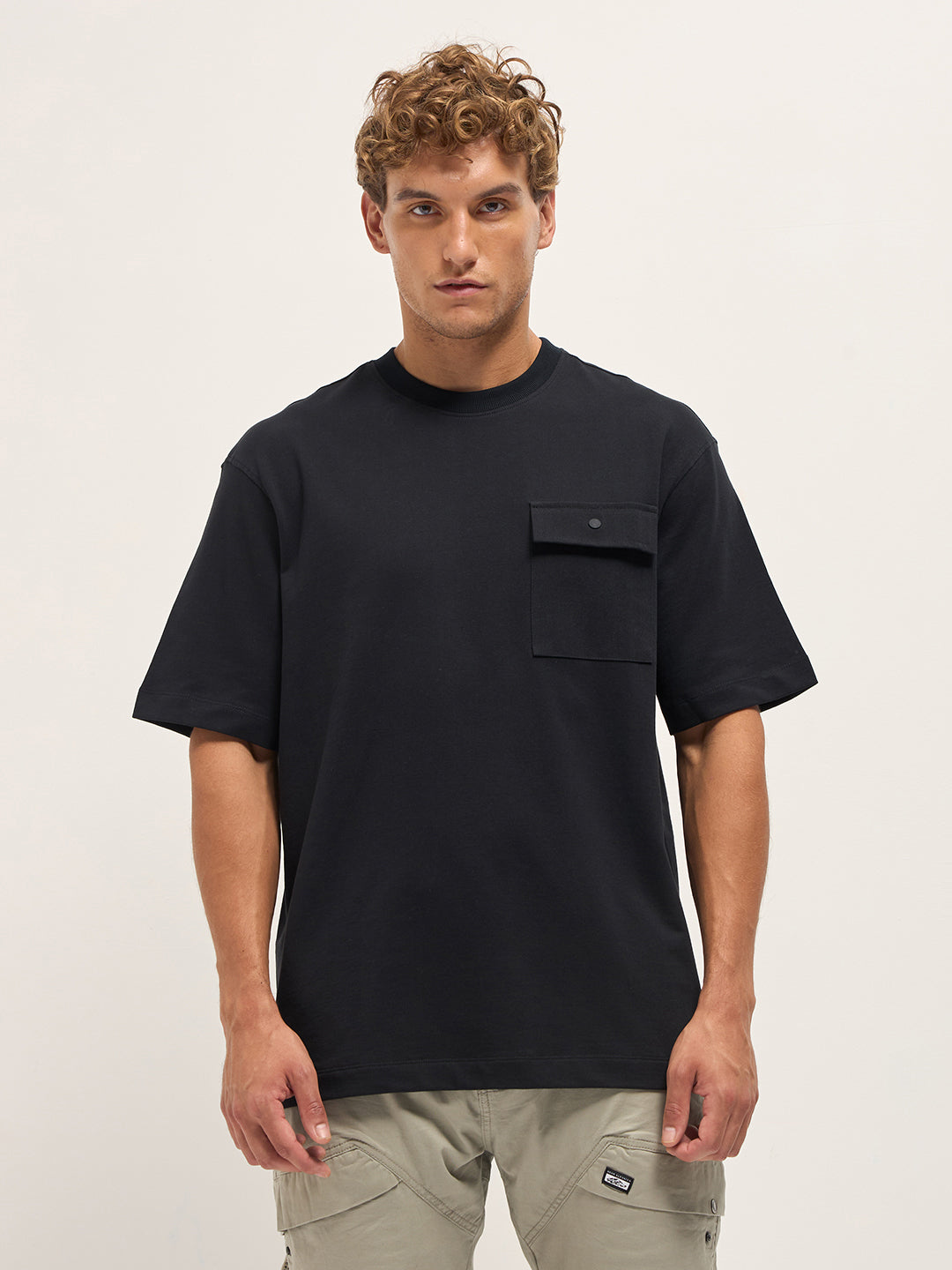 Men Black Oversized Graphic T-Shirt