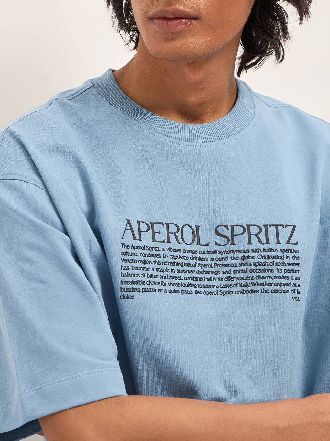 Men Blue Graphic Back Print Oversized T-Shirt