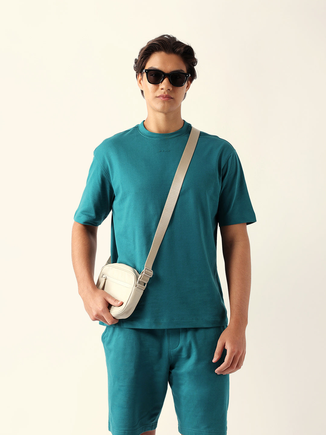 Men Green Cotton Solid T-Shirt