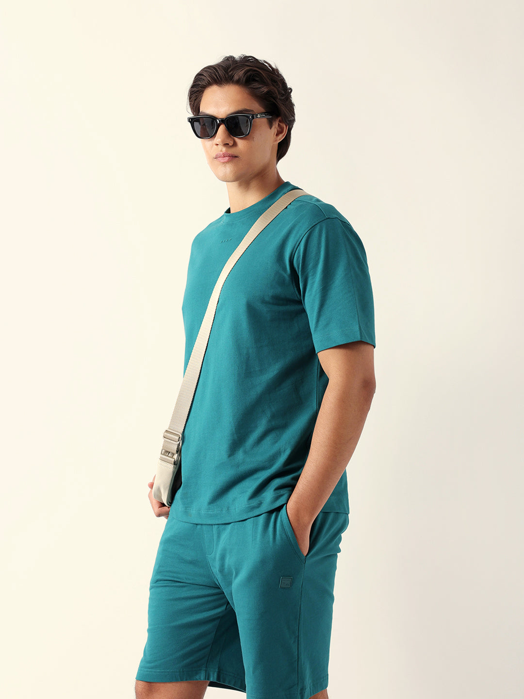 Men Green Cotton Solid T-Shirt