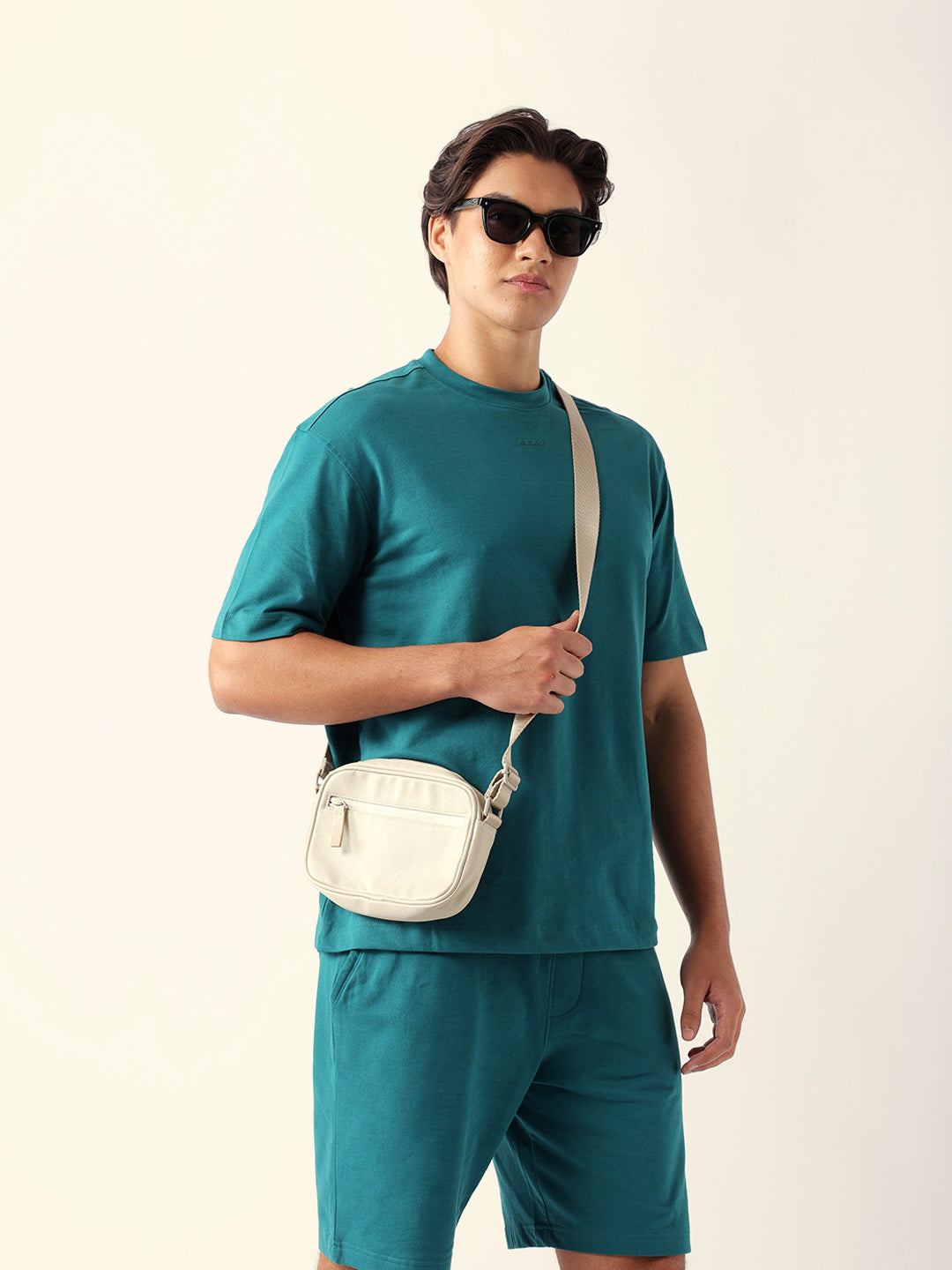 Men Green Cotton Solid T-Shirt