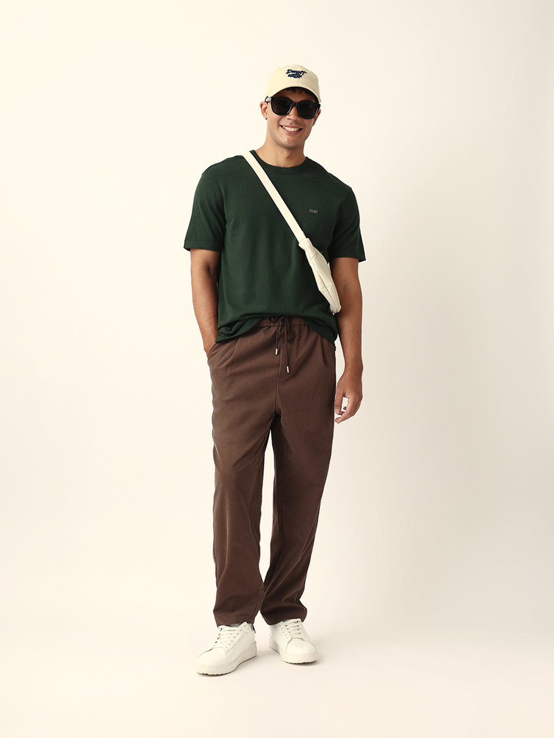 Men Green Solid Cotton T-Shirt
