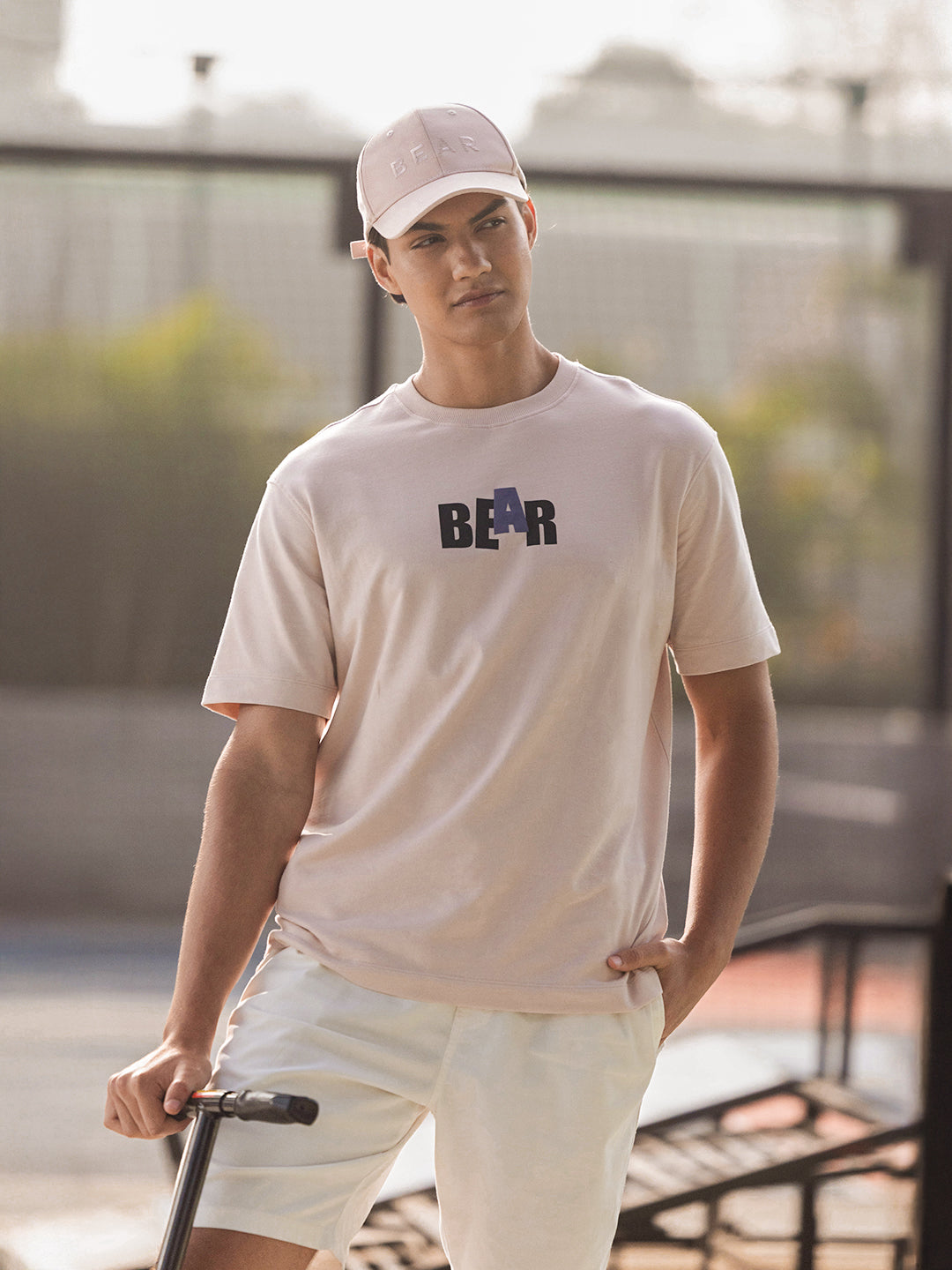 Men Pink Graphic Cotton Crew Neck T-Shirt