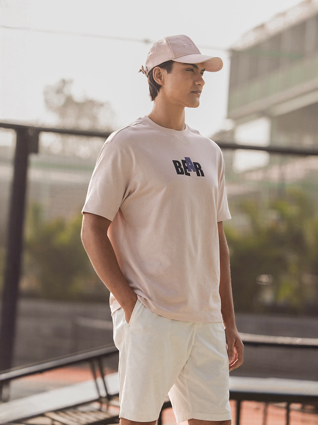 Men Pink Graphic Cotton Crew Neck T-Shirt