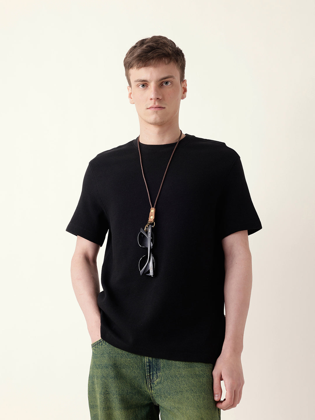 Men Black Half Sleeve Regular T-Shirt