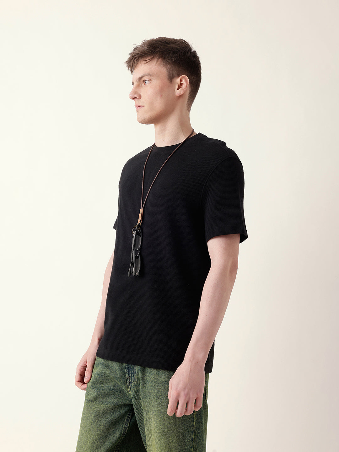 Men Black Half Sleeve Regular T-Shirt