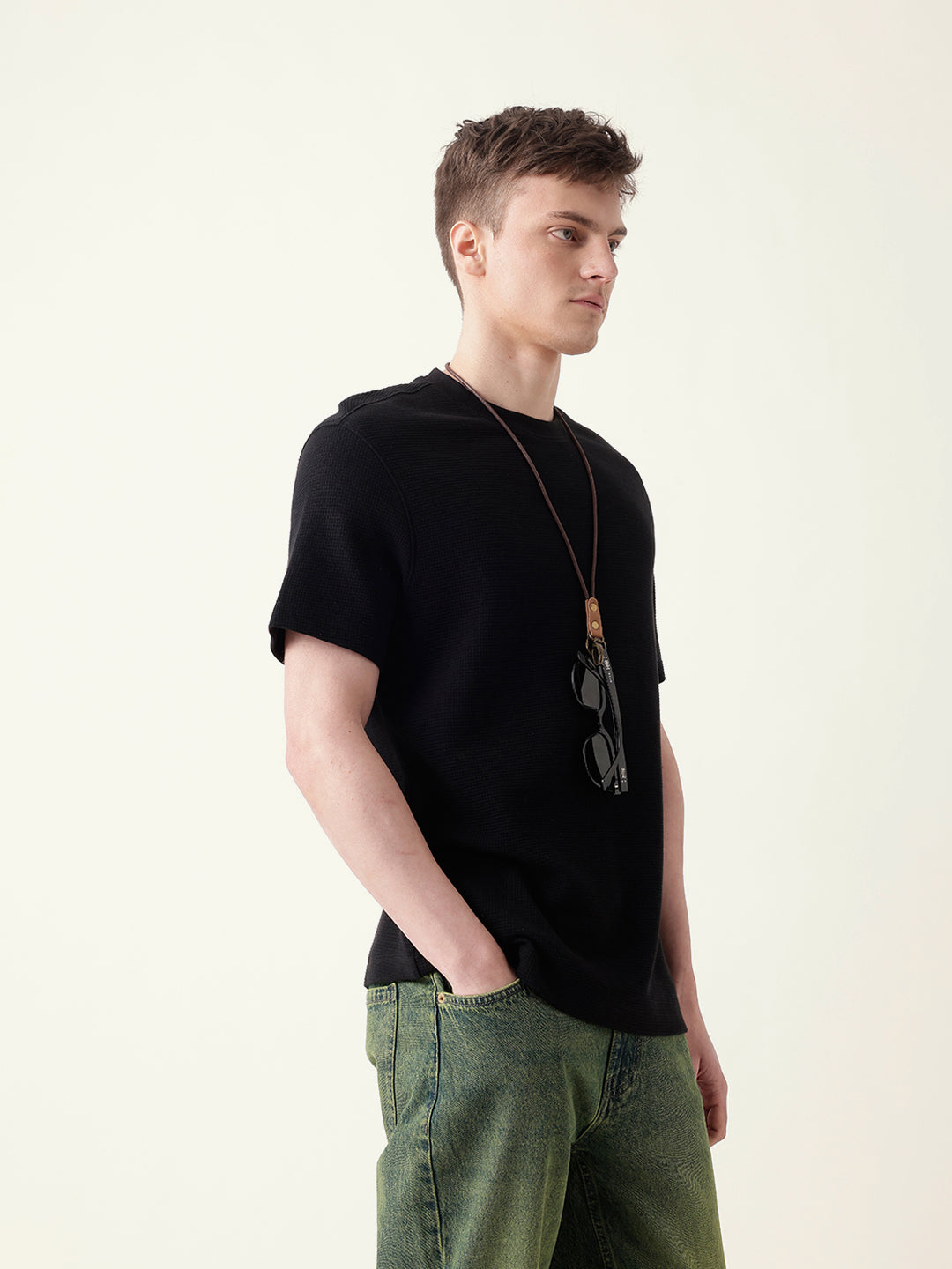 Men Black Half Sleeve Regular T-Shirt