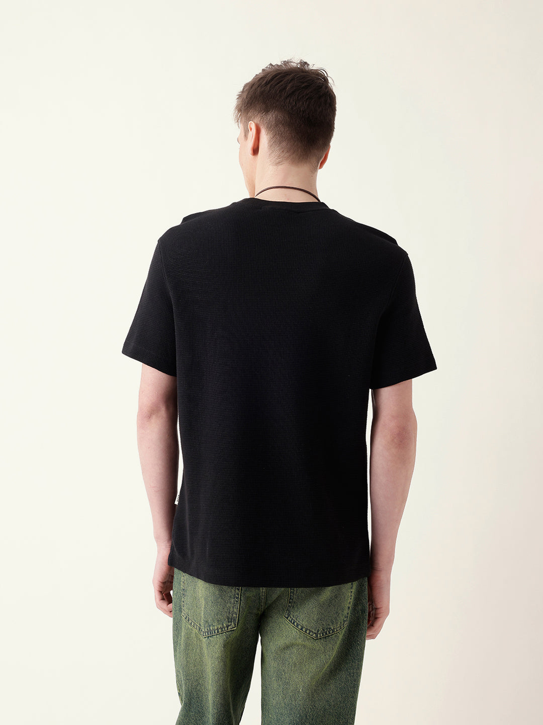 Men Black Half Sleeve Regular T-Shirt