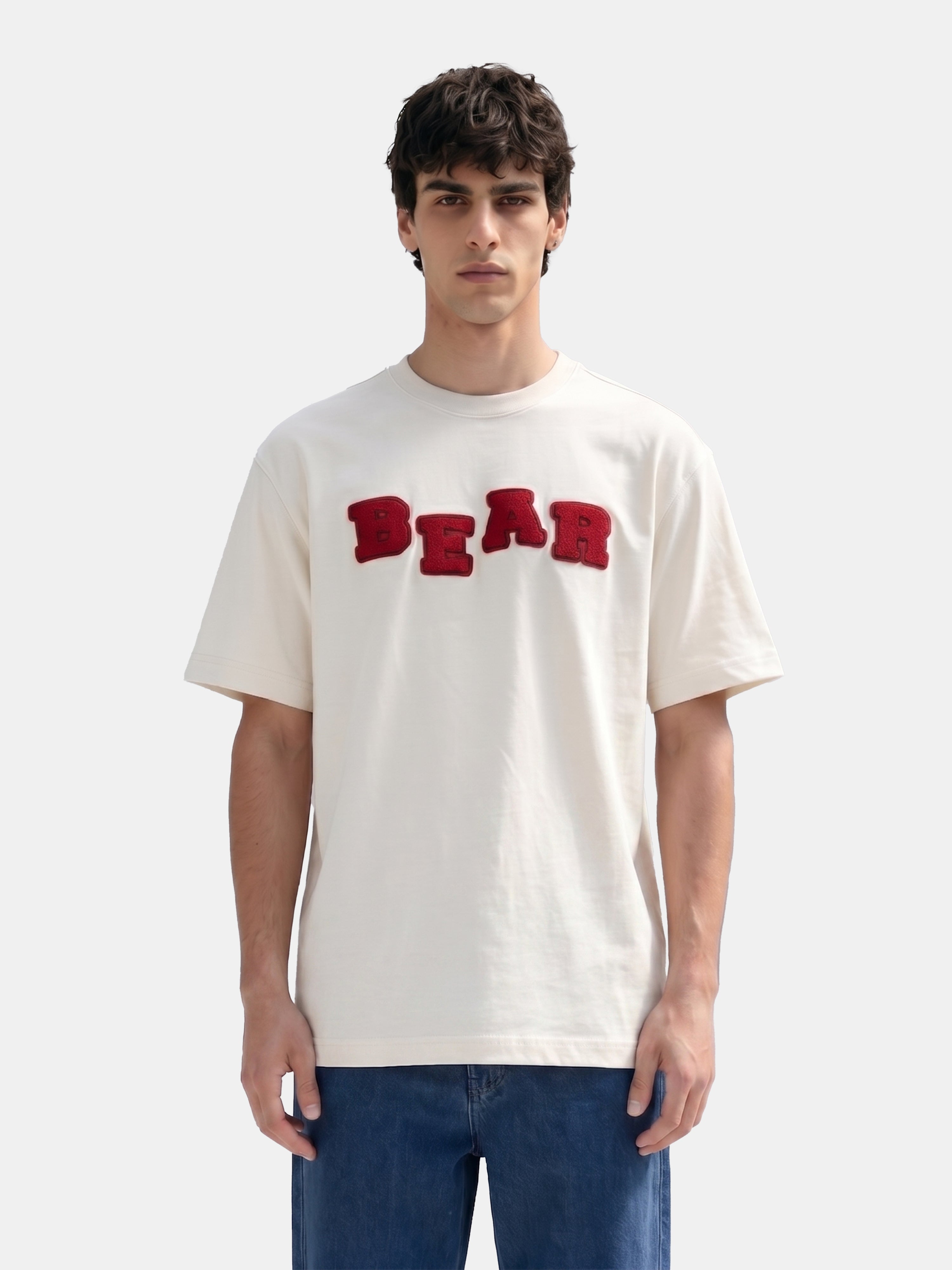 Men Off White  Cotton T-Shirt