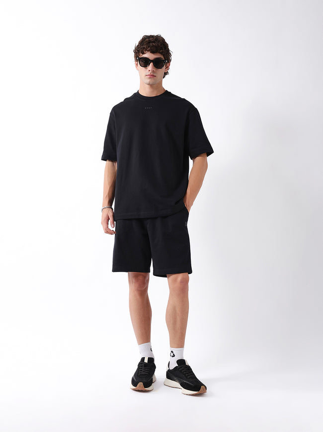 Men Black Solid Cotton T-Shirt