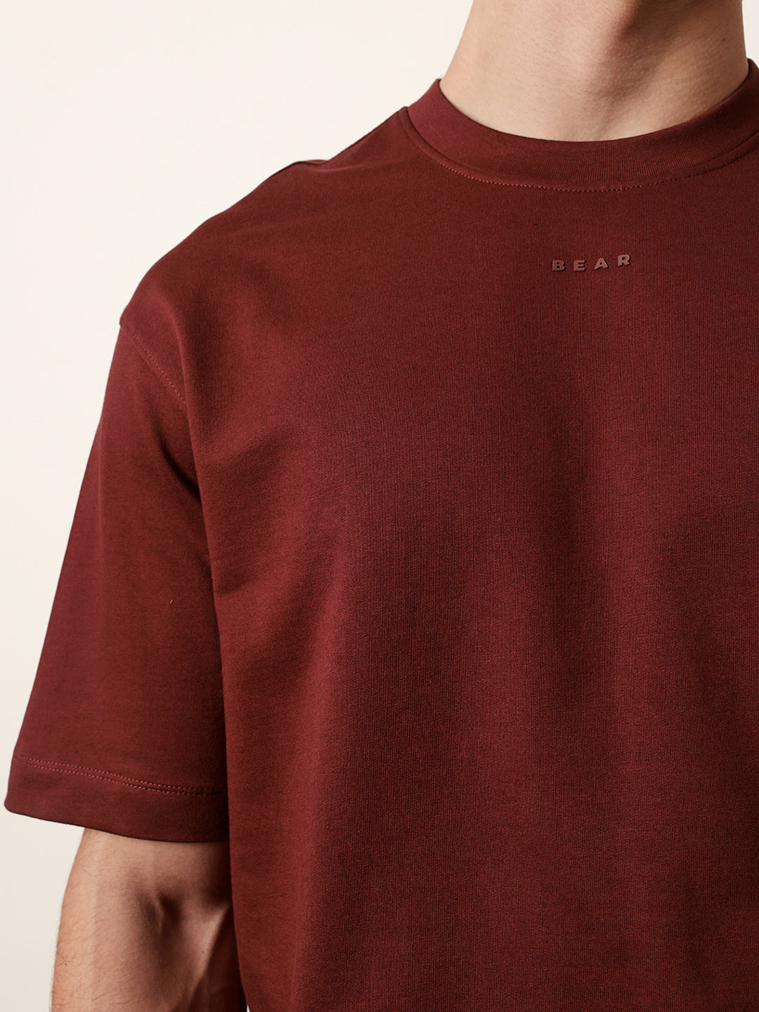 Men Maroon Half Sleeve Oversize T-Shirt