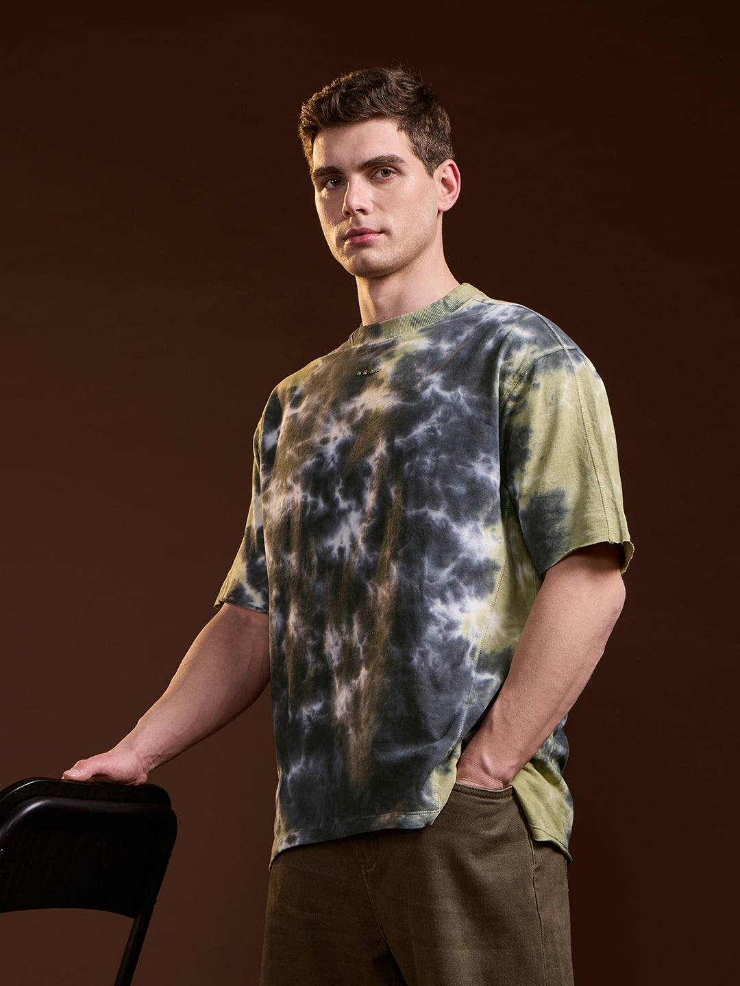 Men Multi-Color Tie-Dye Oversize Crew Neck T-shirt