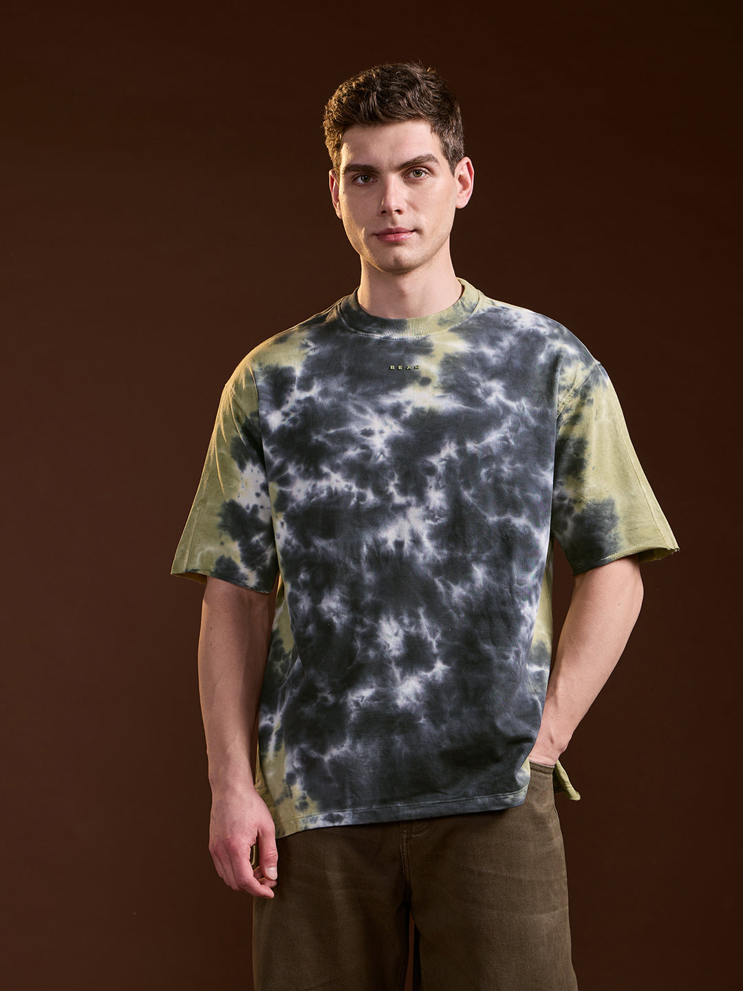 Men Multi-Color Tie-Dye Oversize Crew Neck T-shirt