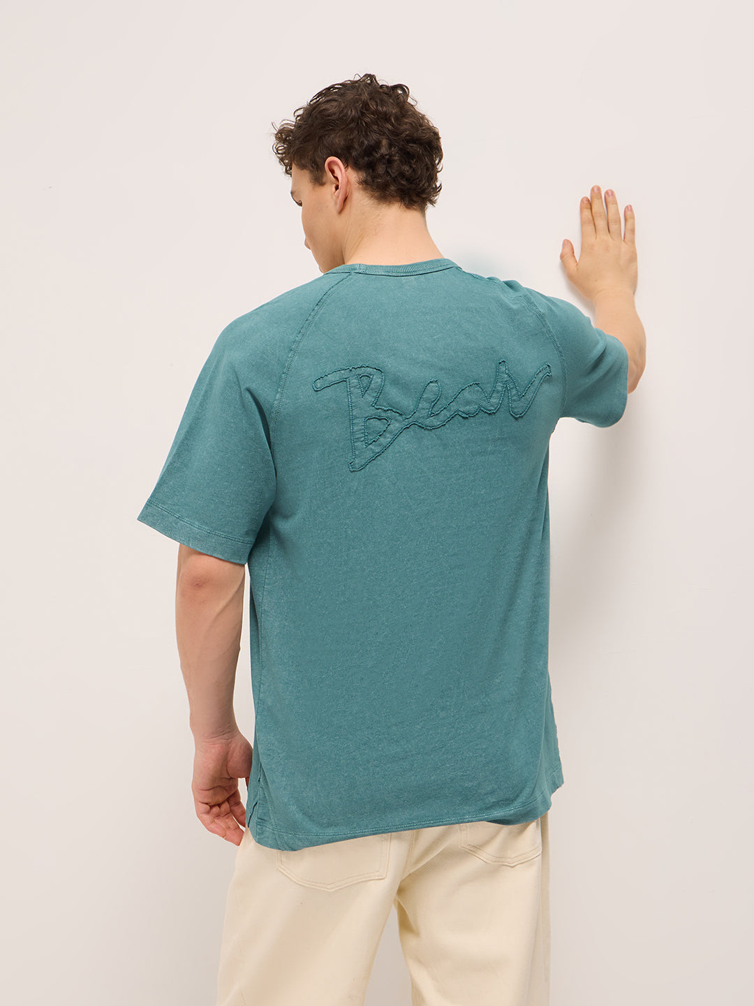 Men Green Acid Wash Oversized T-Shirt