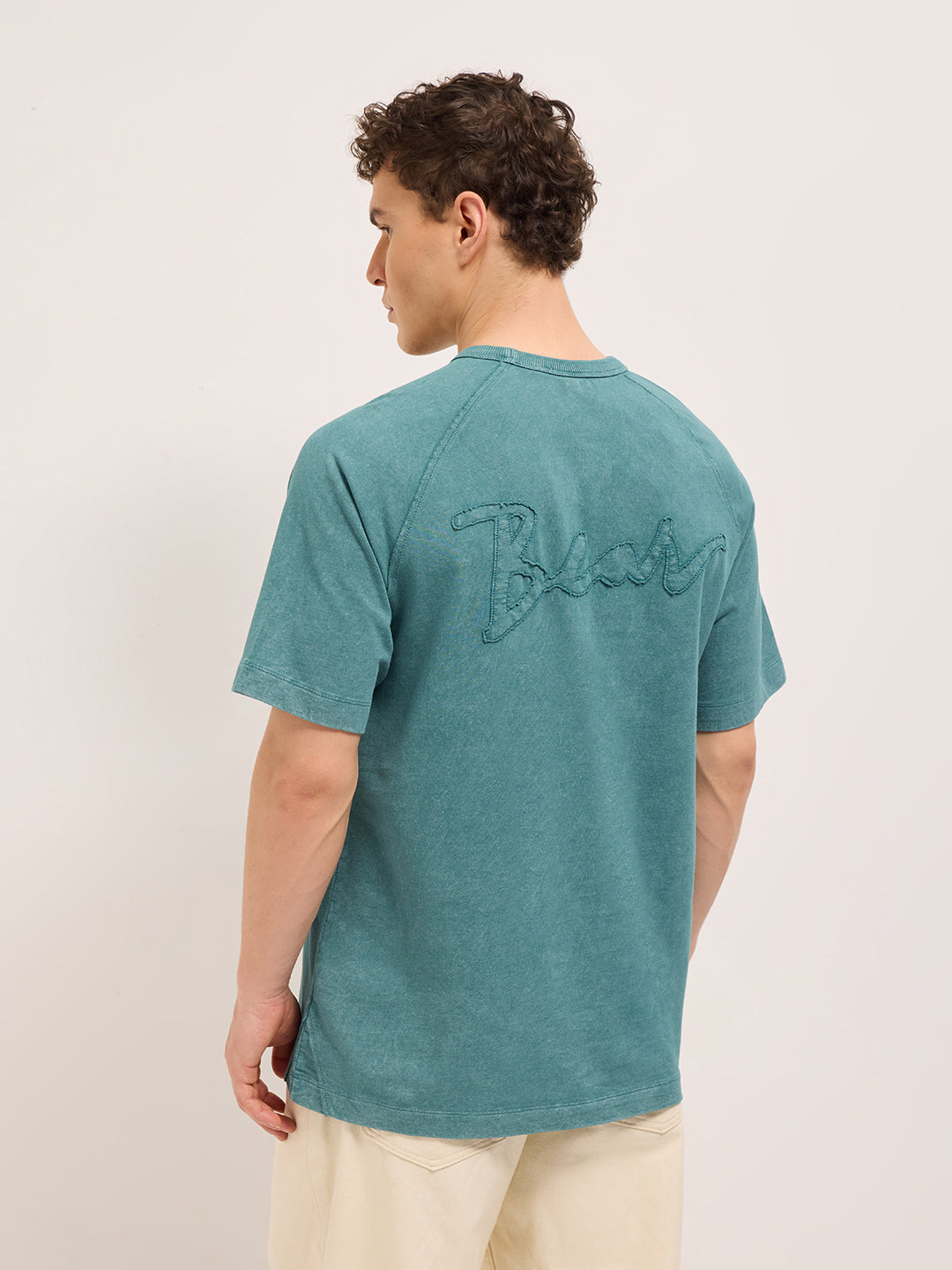 Men Green Acid Wash Oversized T-Shirt