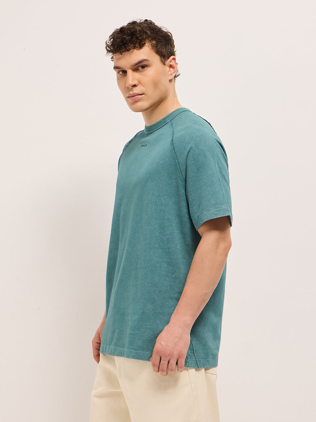 Men Green Acid Wash Oversized T-Shirt